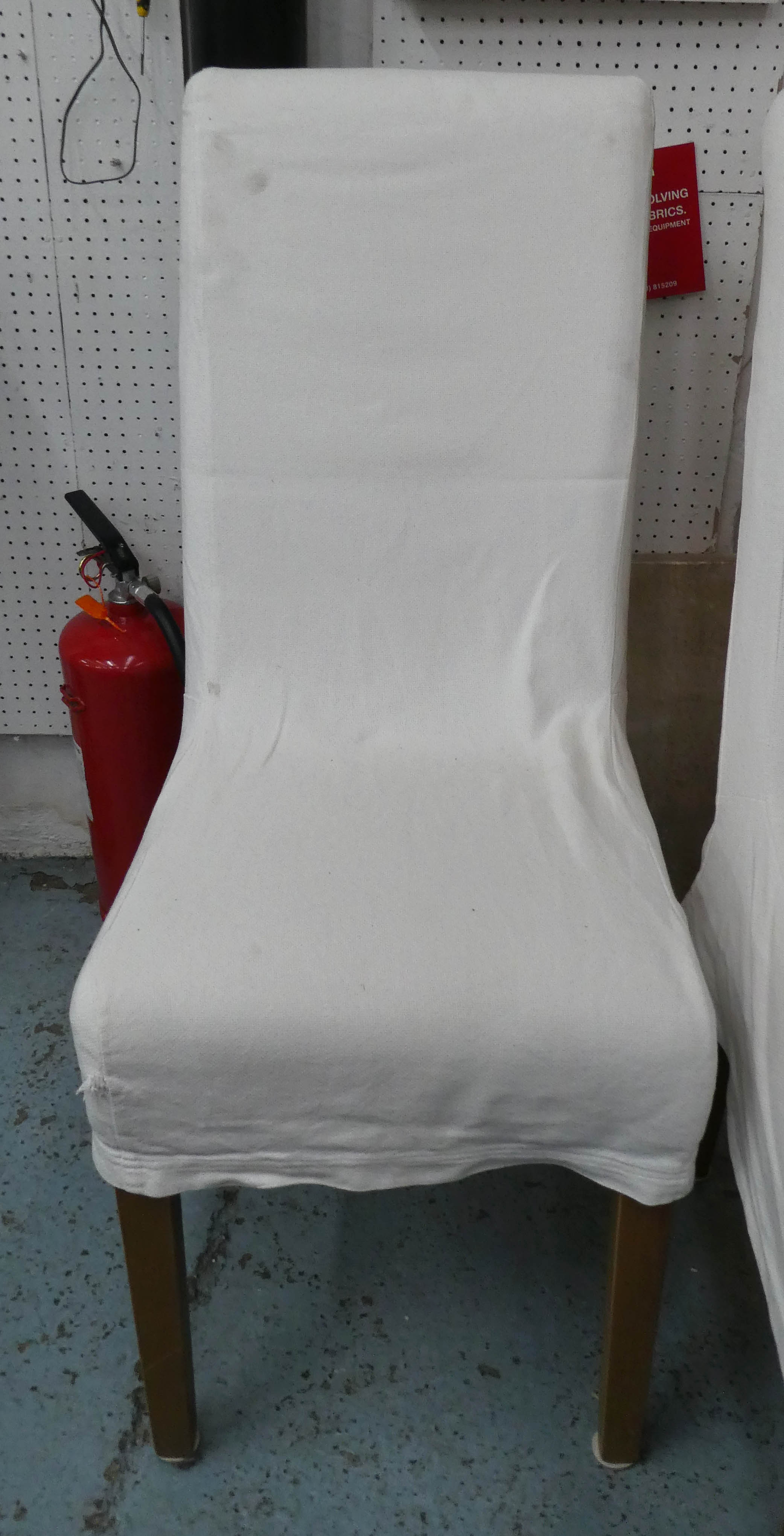 OKA DINING CHAIRS, six, 43cm W x 100cm H with removable cream covers. (6) - Image 7 of 14