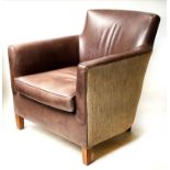 ARMCHAIR, club style leather and panelled sides, 81cm W.