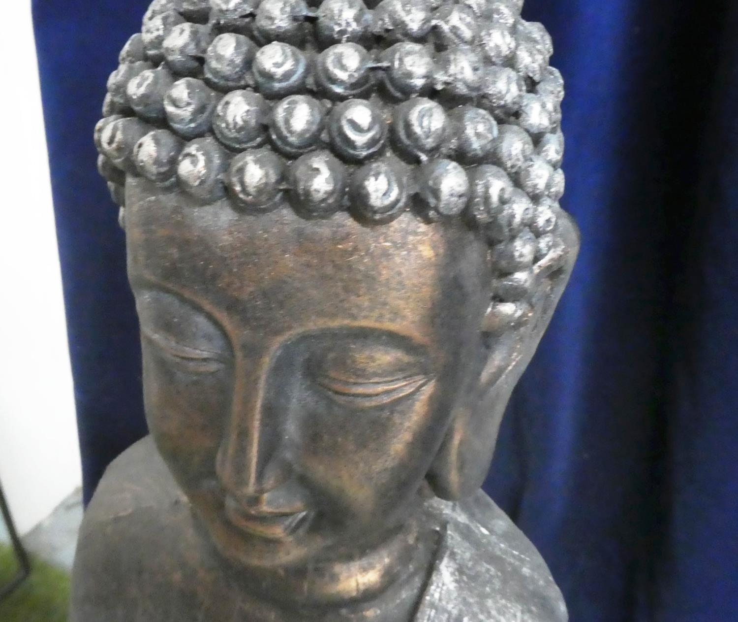 STANDING BUDDHAS WITH DISH, two, 106cm. (2) - Image 5 of 6