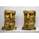 FACE PLANTERS, a pair, 27cm W x 39cm H. (2)