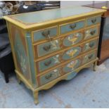 CHEST, in a decorative painted finish with six drawers, 112cmW x 53cm D x 94cm H.