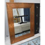 WALL MIRRORS, a pair, 1970's Italian style, coppered frames, 122cm x 91cm. (2)