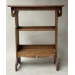 ARTS AND CRAFTS BOOKCASE, early 20th century 'Liberty Style' oak with two shelves and pierced