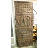 DOGON GRANARY DOOR, Mali, carved with primordial beings and animals including a sun lizard and