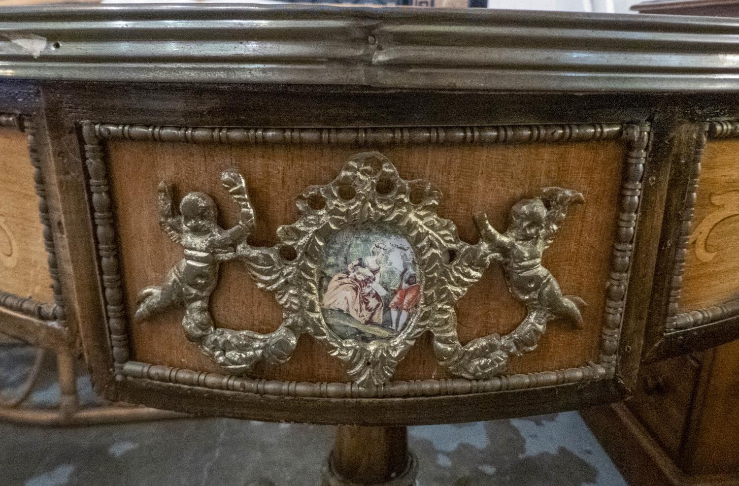 OCCASIONAL TABLE, with inlaid marquetry detail and applied gilt metal detail with decorative - Image 3 of 5