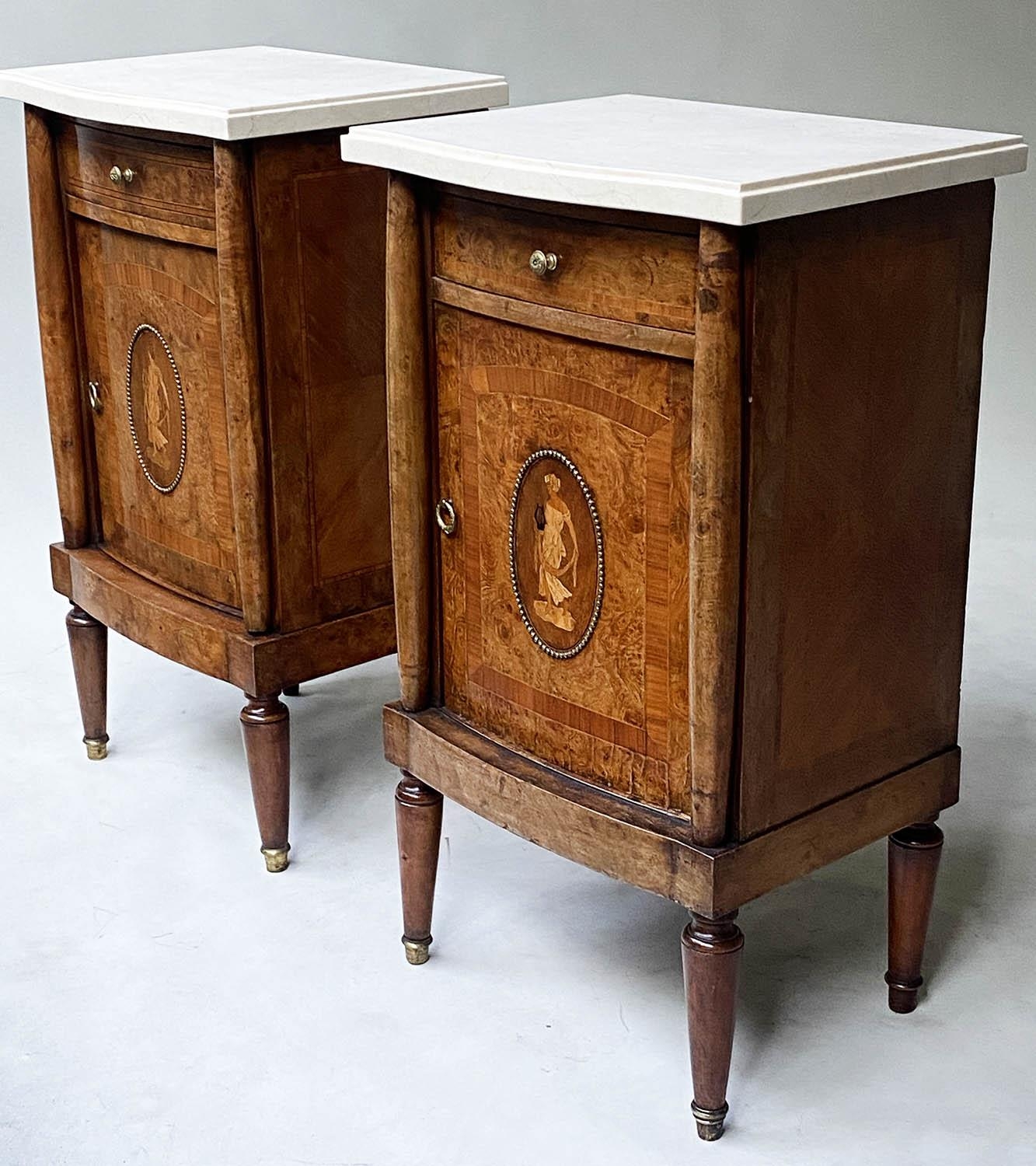 SIDE CABINETS, a pair, late 19th/early 20th century French burr walnut and gilt metal mounted, - Image 8 of 8