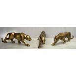 CONTEMPORARY SCHOOL SCULPTURAL STUDY, 46cm L, three leopards. (2)