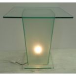GLASS SIDE TABLE, with illuminated light base, 50cm x 50cm x 55cm H.