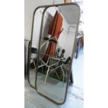 WALL MIRRORS, a pair, 157cm x 65cm, 1960's French style, silvered frames. (2)