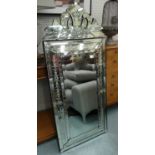 VENETIAN STYLE CUSHION MIRROR, 141cm x 60.5cm.