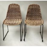 SIDE CHAIRS, a pair, Habitat plasticised wickerwork and black metal framed, 46cm W. (2)