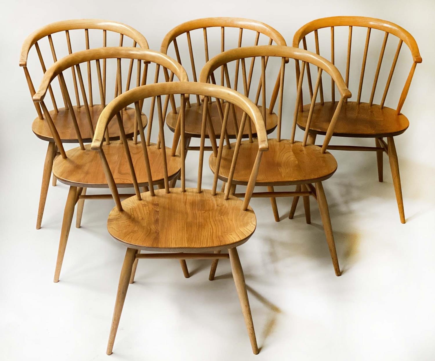 ERCOL COWHORN CHAIR, 48cm W, six, by Lucian Ercolani. (6)