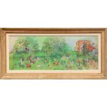 RAOUL DUFY 'Ascot', lithograph, vintage French frame, 29cm x 76cm.