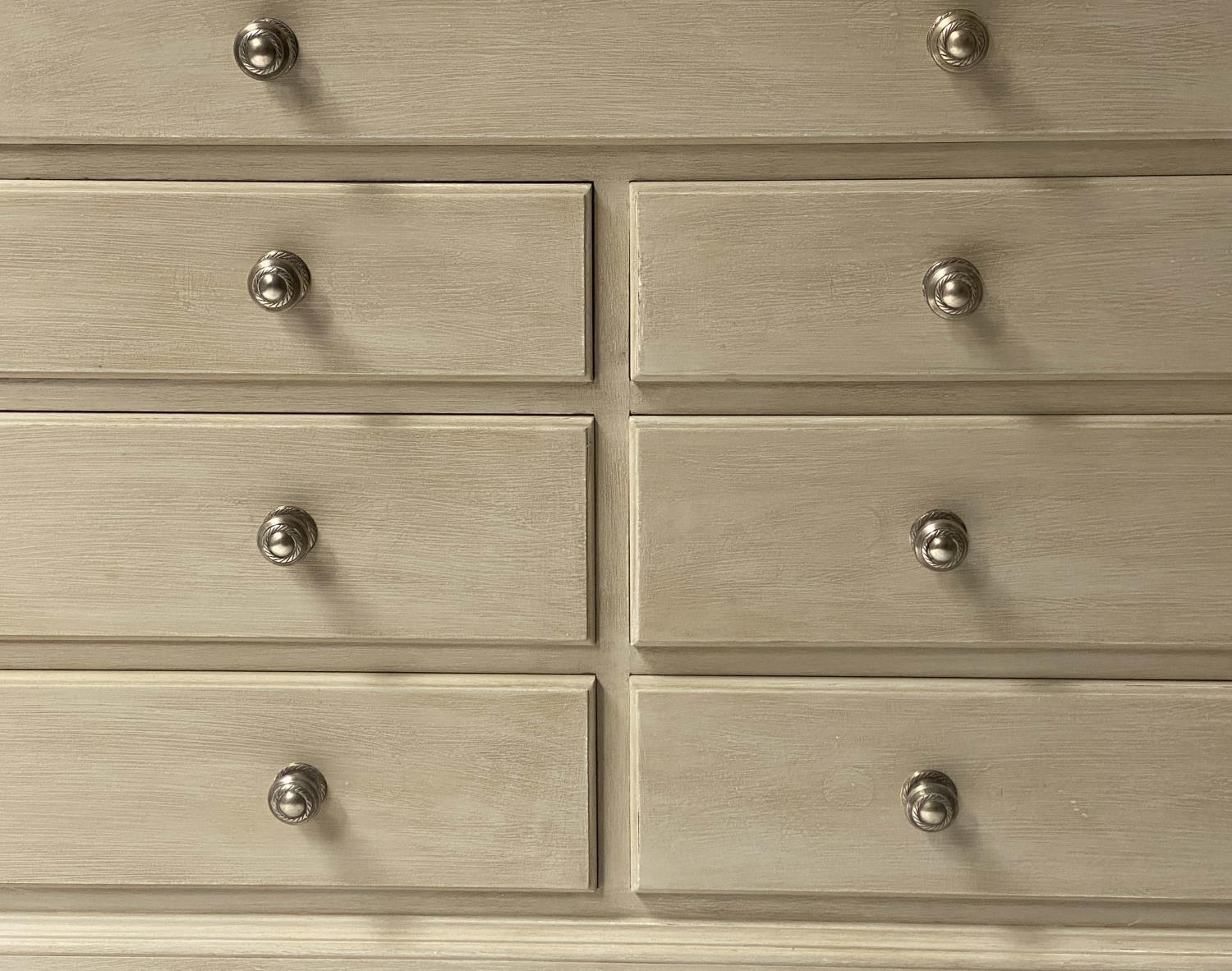 LOW CHEST, George III design grey painted with nine drawers, 153cm x 77cm H x 48cm. - Image 3 of 7