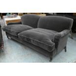 GEORGE SMITH SOFA, 215cm W grey velvet upholstered.