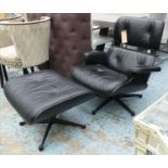 VITRA EAMES LOUNGE CHAIR AND OTTOMAN, by Charles and Ray Eames, 94cm W. (2)