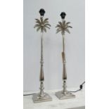 PALM TREE TABLE LAMPS, two, 80cm H, polished metal. (2)