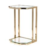 MARTINI TABLE, 60cm x 40cm x 25cm, gilt metal, glass top.