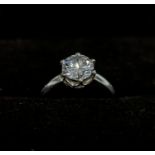 SOLITAIRE DIAMOND RING, the 1.35ct round brilliant cut diamond set in six claw platinum.