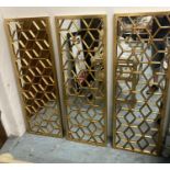 ARCHITECTURAL WALL MIRRORS, three, 118cm x 40cm, gilt finish. (3)