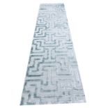 ART DECO STYLE RUNNER, silk, 300cm x 80cm, in shades of silver blue.