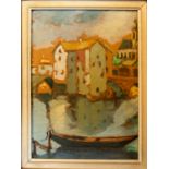 19TH/20TH CENTURY DANISH SCHOOL, 'Mill on a river', oil on canvas, 32cm x 23cm, framed.