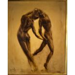 20TH CENTURY SCHOOL 'The Dance - Dancing Figures', 86.5cm x 71.5cm, oil on board, signed with