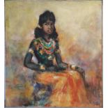 LOUIS MOREAU, 'Indian girl', oil on board, 50cm x 45cm, signed, framed.