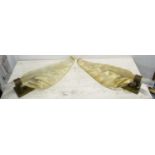 MURANO GLASS LEAF WALL LIGHTS, a pair, 65cm L. (2)