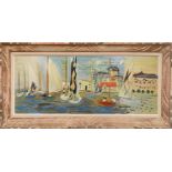 RAOUL DUFY 'Les Regates 2', lithograph, vintage French frame, 32cm x 78.