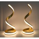 HELIX TABLE LAMPS, a pair, 45cm H, gilt finish. (2)