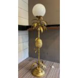 STANDARD LAMP, mid 20th century Maison Jansen style gilt metal with white glass shade, 140cm H. (