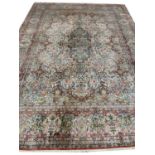 FINE PURE SILK TEHRAN DESIGN CARPET, 376cm x 275cm.