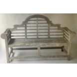 AFTER EDWIN LUTYENS GARDEN BENCH, 166cm W, silvery weathered teak.