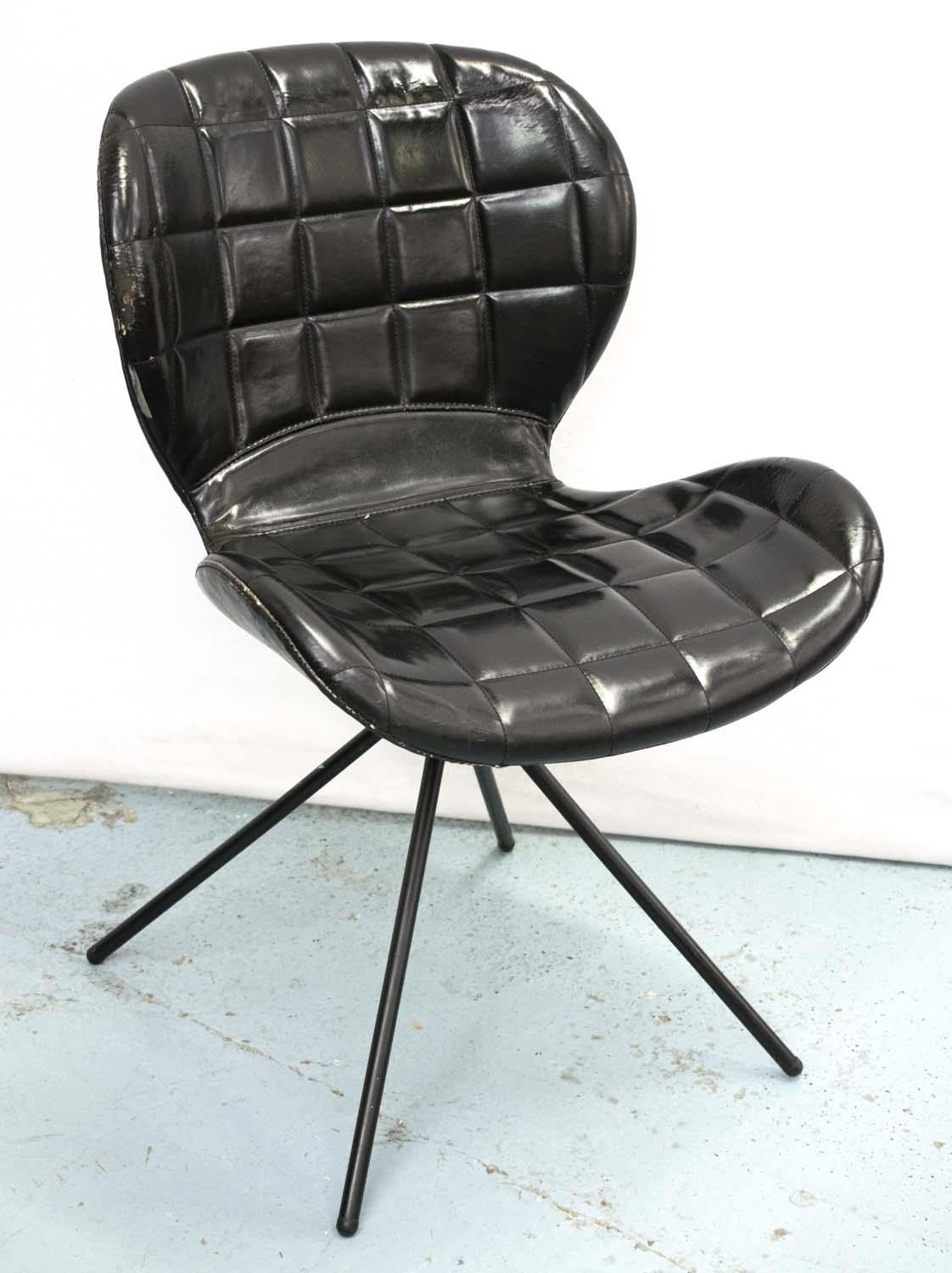 ZUIVER OMG CHAIRS, a set of four, 78cm H, padded black leather and steel. (4) - Image 2 of 4