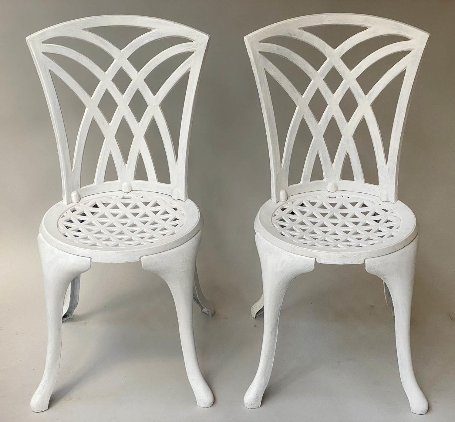 BALCONY/TERRACE SET, vintage mid 20th century French white painted wrought iron, circular pierced - Image 3 of 4