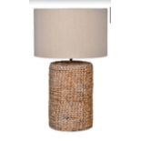 ROPE EFFECT TABLE LAMPS, a pair, 70cm x 42cm each with a shade. (2)