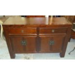 SIDEBOARD, 137cm x 50cm x 92cm, Chinese export style, rattan top.