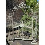 ARCHITECTURAL GARDEN GATE, 250cm x 185cm x 38cm, Regency style, verdigris finish.