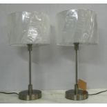 TABLE LAMPS, two, 60cm H, with light up column detail, with shades. (2)
