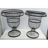 WIRE WORK URNS, two, 66cm x 53cm diam. (2)