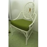 MCGUIRE CRACKED ICE OUTDOOR CHAIR, loose green cushion, 93cm H.