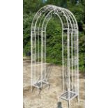 ARCHITECTURAL GARDEN ROSE ARBOUR, 123cm x 231cm, white painted finish.