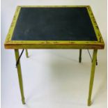 FOLDING BRIDGE TABLE, 76cm x 76cm x 69cm H, early 20th century American, green square, lacquered and