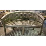 BANANA GARDEN BENCH, 160cm W, weathered teak.