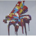 WALL ART, of a Piano, Contemporary school, (unframed), 100cm x 100cm.