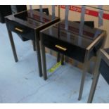 RV ASTLEY ETTORE SIDE TABLES, a pair, 50cm W x 65cm H x 42cm D each with a short drawer. (2)
