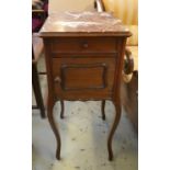 POT CUPBOARD, 38cm W x 38cm D x 85cm H, late 19th century French walnut with a marble top above a