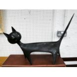 BRONZE CAT, mid century stylised design, 80cm x 60cm H.