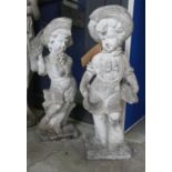 GARDEN STATUES, a pair of boys, 71cm H, reconstituted stone. (2)
